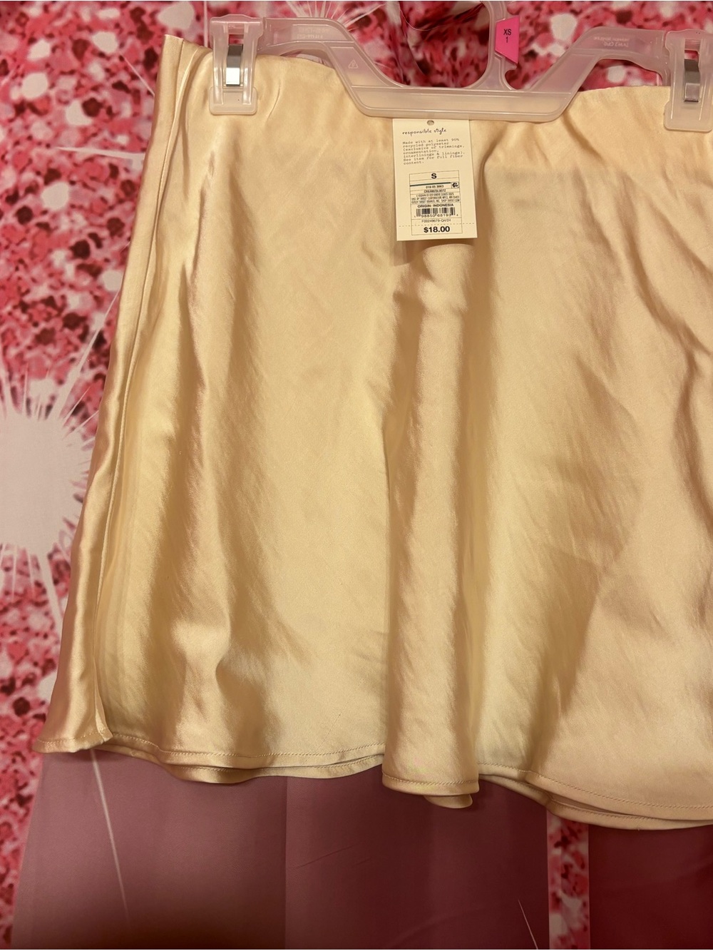 Satin A-Line Skirt in Light Cream